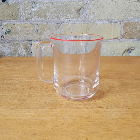 Duralex Other - Duralex France Coffee Mug Clear Glass Red Trim, 10oz